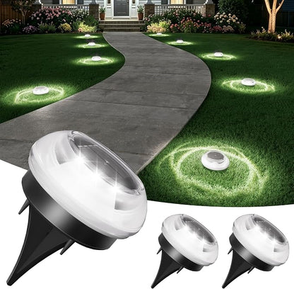 VOLISUN Mini Solar Pathway Lights Outdoor,3 Pack Flat Solar Ground Lights,IP67 Waterproof Solar Powered Disc Lights,Landscape Lighting for Garden Yard Walkway Luces Patio Driveway,Cool White