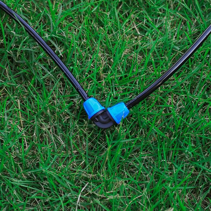 1/4 inch Drip Irrigation Fittings, Lock Barbed Elbow for ¼ in. tubing; Tubing Outside Diameter (OD) is 0.250 in., Internal Diameter (ID) is 0.170. in.(20Pcs/Pack)(Blue-Elbow)