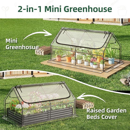 Superlele Mini Greenhouse for Outdoor, 6x3x3FT Portable Walk-in Greenhouse with 2 Large Zipper Doors, Transparent PVC Cover for Plant Protection, Ideal for Raised Garden Bed, Winter Gardening