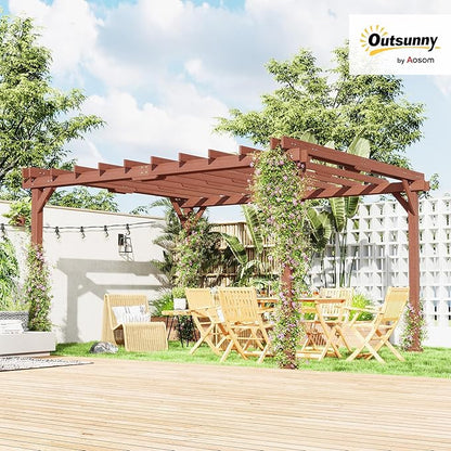 Outsunny 11' x 12.5' Outdoor Pergola, Wood Pergola Gazebo Grape Trellis with Stable Structure for Climbing Plant Support, Patio, Deck, Backyard, Lawn