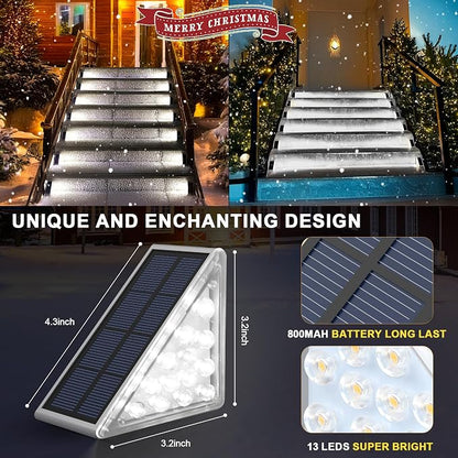 AUDLES LED Solar Step Lights Waterproof Outdoor Stair Lights, Solar Deck Lights Outdoor Decor IP67 Solar Lights for Yard, Patio, Garden, Walkways, Front Door, Pathway, Driveway (8)
