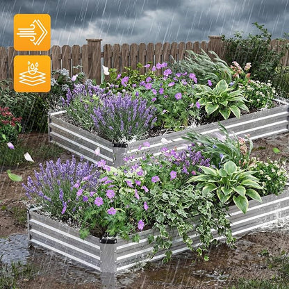 NEWBULIG Galvanized Raised Garden Bed Outdoor, 8x4x1ft 2 Pack Metal Planter Box for Gardening, Rust-Resistant Rectangular Raised Flower Bed for Vegetables Flowers Herbs, Open Bottom, Easy Assembly