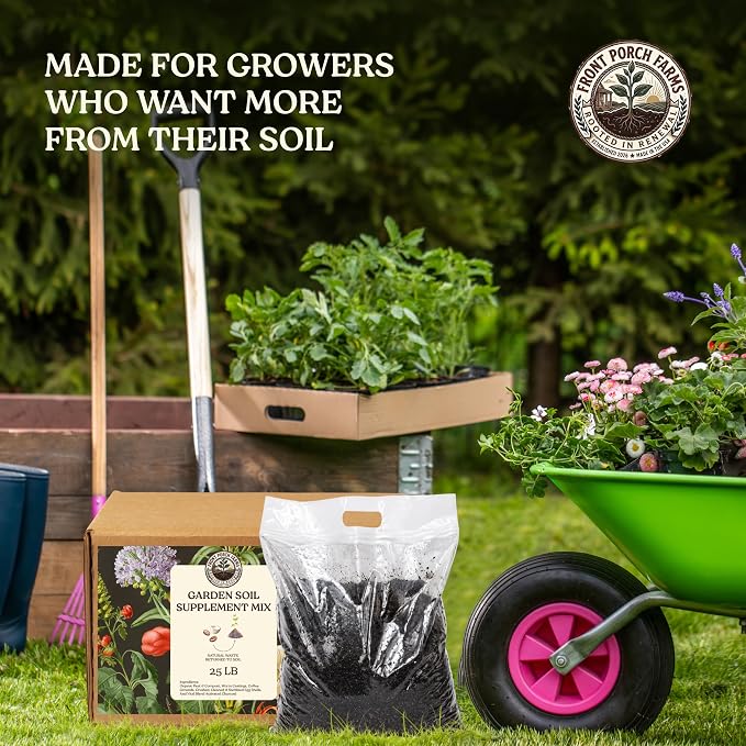Garden Soil Supplement Mix, Potting Soil Outdoor Plants, Infused with Worm Castings & Vital Blend Activated Charcoal, All-Purpose Potting Soil for Vegetables and Plants, 25 lb Box