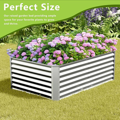 2PCS 4x2x2FT Galvanized Raised Garden Bed,Galvanized Planter Boxes Outdoor, Large Metal Raised Garden Beds for Vegetables-Silver