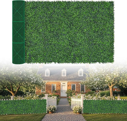 Artificial Boxwood Roll, 60x140 in (58 sqft) UV-Anti Faux Ivy Grass Wall Backdrop for Balcony Privacy, Fake Grennery Wall Decor for Garden, Patio, Backyard