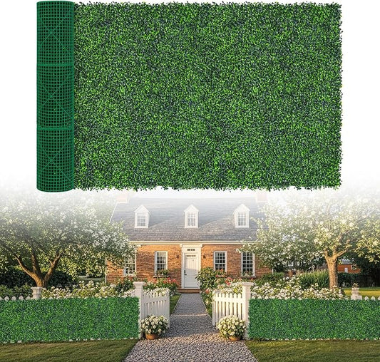 Artificial Boxwood Roll, 60x140 in (58 sqft) UV-Anti Faux Ivy Grass Wall Backdrop for Balcony Privacy, Fake Grennery Wall Decor for Garden, Patio, Backyard