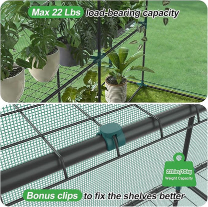 NEWBULIG Outdoor Greenhouse, Walk-in Greenhouse with 2 Tier 8 Plant Shelves, 56"x56"x77" Durable PVC Cover, Portable Greenhouses for Outdoor Garden, Patio, Porch, Backyard Green Houses, Green