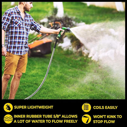 Bionic Steel PRO 100Ft GardenHose with Nozzle,Premium 304 Stainless Steel Metal WaterHose 100Ft Flexible-Hose,Rust Proof,Lightweight,Heavy Duty,Crush Resistant Fitting,500 PSI,2025 Model,(Pack of 2)