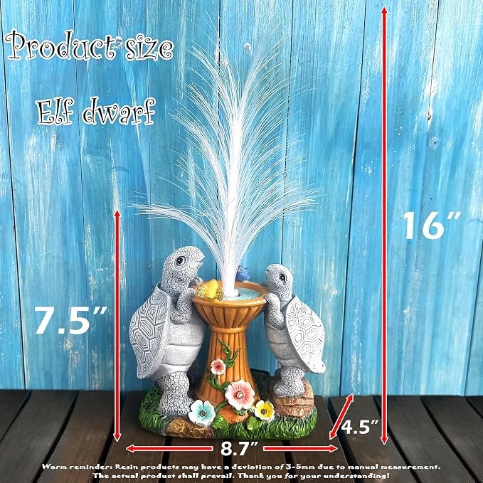 Solar Turtle Garden Statues with LED Lights, Resin Turtles Figurine Outdoor Decorations Colour Changing Optical Fiber Solar Light, Outside Art Decor for Lawn,Yard, Unique Housewarming Gifts