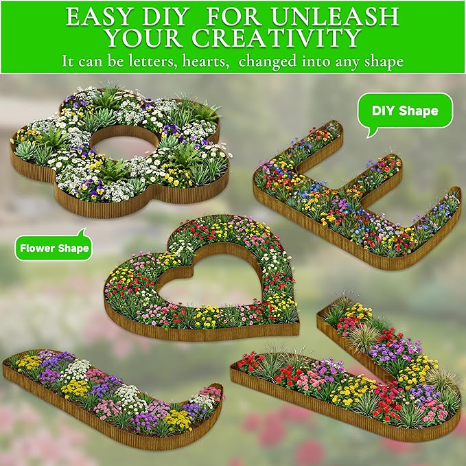 Corrugated Garden Edging, 4"×10Ft Pre-Rusted Landscape Edging & Lawn Edging Border, Metal Garden Border for Flower Beds, Garden，Lawn，Raised Beds & Tree Surrounds