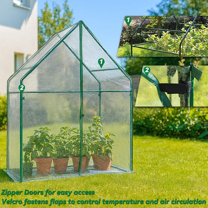 Gardzen Small Walk-in Greenhouse, Heavy Duty Portable Green House for Outside with Sturdy Frame & Clear Cover, Protects Plants from Cold, Rain, 36.2"(L) x53.3(W) x66.1(H)