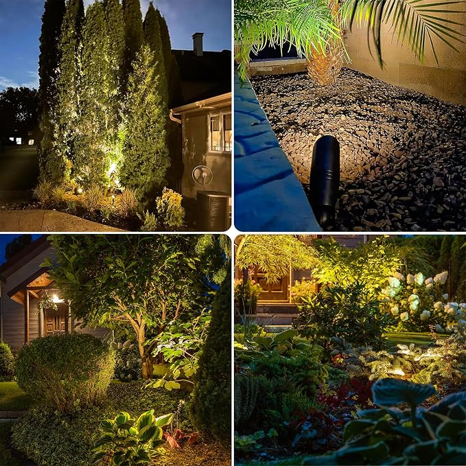 GKOLED Brass LED Outdoor Landscape Spotlights, 12V Low Voltage Spot Light, Waterproof Landscape Lights, Uplighting for Garden, Yard, Antique Bronze Accent Lighting Fixture with MR16 Bulb, 12 Pack