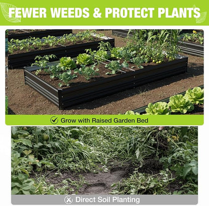 WORKPRO 2PK 7.5x4x1ft Outdoor Galvanized Raised Garden Bed, Rust-Resistant Planter Raised Beds for Vegetable, Flowers, Herbs, Black