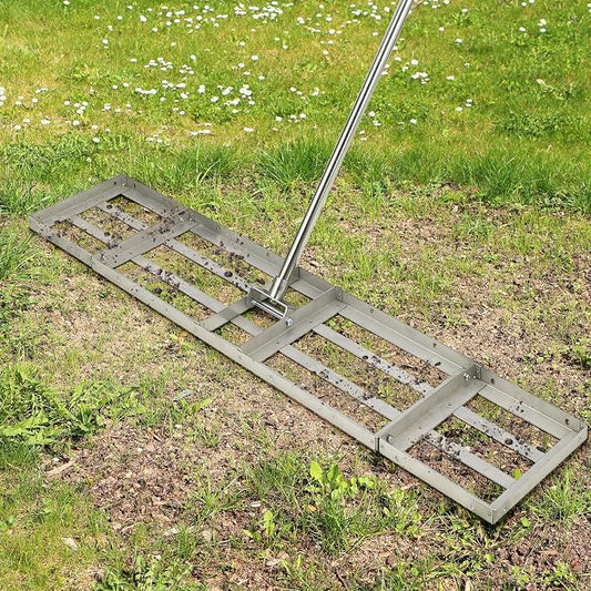 Lawn Leveling Rake, Stainless Steel Lawn Leveler with 48"x10" Ground Plate, Heavy Duty Effort Saving Lawn Level Tool for Yard Garden Golf Course, Ease Level Soil Sand Dirt Surfaces