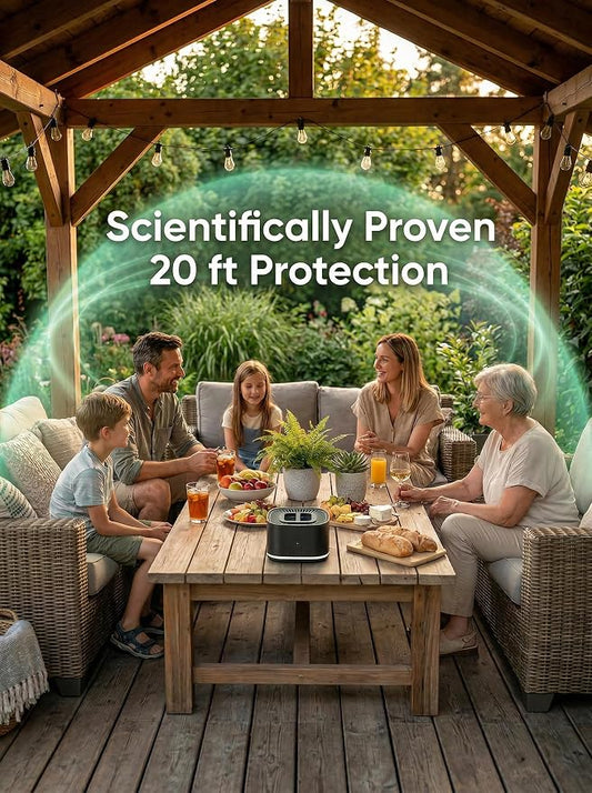 BuggyBands Portable Mosquito Repellent Outdoor Patio & Indoor Rechargeable Electronic Insect Repellent Device | 20 ft Coverage Zone for Camping, Hiking, Backyard | Safe for Kids & Pets | 2 Refills