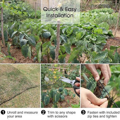 Deer Fence, RIFNY 4 x 50 FT Temporary Fence for Garden Outdoor Yard, Plastic Mesh Fencing Netting to Protect Plants Fruit from Deer Dogs Chicken Animal (Black)