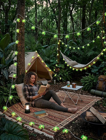 8.5Ft Palm Tree Lights Outdoor, Patio Lights String with 10 LED Summer Beach Themed Lights for Indoor Bedroom Tiki Party Decor, White Wire