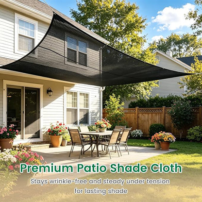 Shade Cloth, 30FT X 30FT 90% Black Outdoor Woven Sun Shade with Grommets, Durable Breathable Netting Shading Antifreezing for Patio, Garden, DIY Home, Plants Cover, Greenhouse, Dog Kennel