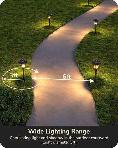 EDISHINE Low Voltage Landscape Lighting, 12V 3W 120LM 3000K Seed Glass Outdoor Landscape Path Lights with Connectors, ORB Waterproof Electric LED Pathway Light Wired for Walkway Garden Yard, 4 Pack
