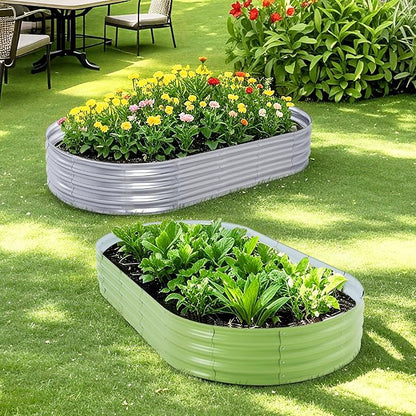 Galvanized Raised Garden Bed, 6x3x1 FT Thickening Planter Boxes Outdoor, Raised Beds for Gardening, Easy Assembly Large Garden Bed for Vegetables, Fruits, Flowers (Green, 2-Pack)