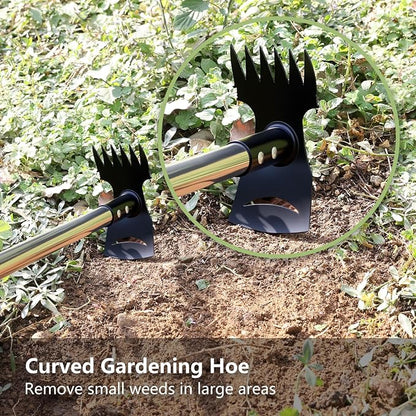 Mitclear Weed Remover Tool with Long Handle(58IN), 2-in-1 Hand Weed Puller with Rake & Garden Hoe Combo for Gardening, Manual Weeding Tools for Gardens, Yards, Patios, Lawns, and Paved Areas