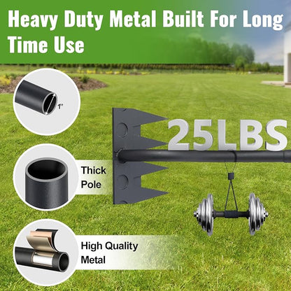 Weeding Rake Long Handle,70 Inch Manual Weeder Tool for Weeding Loosening Soil Cultivating Heavy Duty Metal 4 Teeth Weed Puller Tool for Backyard, Lawn, Garden Beds