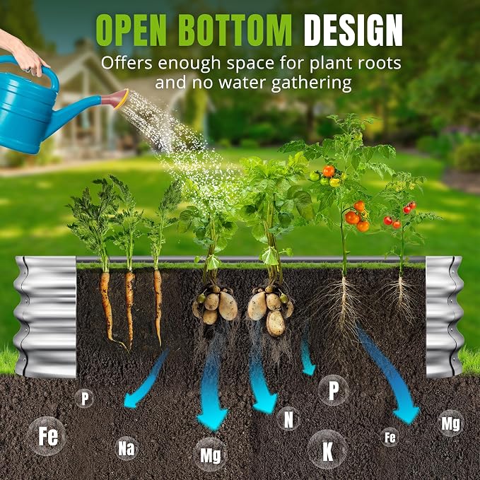 Sponvatt Raised Garden Bed - Outdoor Galvanized Raised Garden Bed Planter Boxes, Large Oval Metal for Gardening Planter Box Kit,Suitable for Vegetables,Herbs, and Flowers Silver (4x2x1Ft)