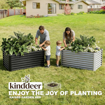 4x2x2ft(2 Pack) Raised Garden Bed Kit,Galvanized Steel Raised Garden beds for Outdoor, Metal Planter Raised Beds for Vegetables,Fruits, Flower,Silver