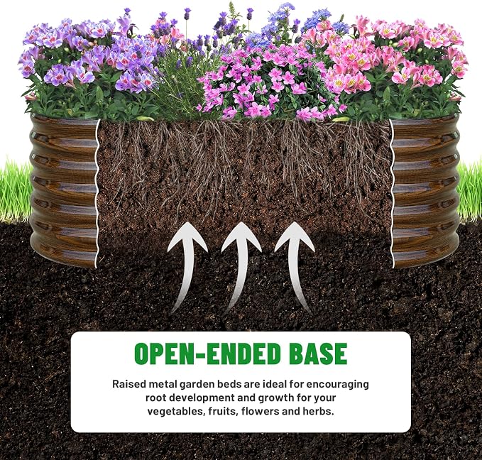 SnugNiture 2-Pack Galvanized Steel Raised Garden Bed Kit - 6x2x2 ft Metal Planter Boxes for Vegetables, Flowers, Herbs | Easy Assembly, Open Bottom Design, Brown