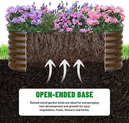 SnugNiture 2-Pack Galvanized Steel Raised Garden Bed Kit - 6x2x2 ft Metal Planter Boxes for Vegetables, Flowers, Herbs | Easy Assembly, Open Bottom Design, Brown