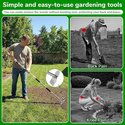 Garden Tools,Weeder Tool,63" Weed Puller Tool with Long Handle,Easy Weeding Without Bending or Squatting Down,Weeding Tools Suitable for Farm Planting,Gardening(Silver 12 Claws)