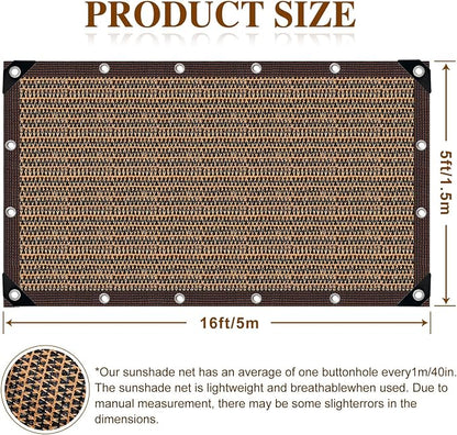 80% Shade Cloth -5x16FT Sunblock Net with Grommet,Lightweight and Durable UV Protection,Shade Cloth for Garden Patio Pergola Balcony Plants Greenhouse Dog Kennel Chicken Coop Outdoor