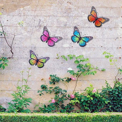 Metal Butterfly Wall Art - 4 Pack 9.8in Butterflies Wall Sculpture Hanging Decor for Outdoor and Indoor, Balcony Yard Patio Fence Garden Decorations