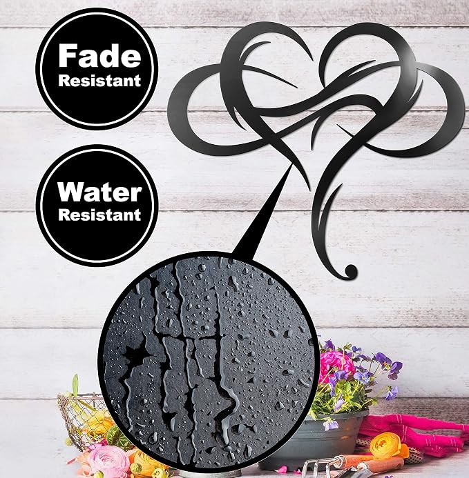 Vivegate Infinity Heart Metal Wall Plaque, Unique Infinity Heart Wall Decor Love Sign Steel Art Geometric Wall Decor Set Cut Out for Outside (Medium - 13"X11.5")