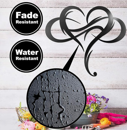 Vivegate Infinity Heart Metal Wall Plaque, Unique Infinity Heart Wall Decor Love Sign Steel Art Geometric Wall Decor Set Cut Out for Outside (Medium - 13"X11.5")