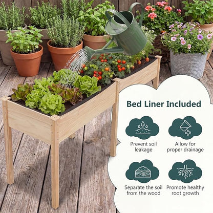 Giantex Raised Garden Bed, Elevated Wood Planter Box with Drain Hole, Gardening Planter Raised Bed for Planting Vegetables Flowers Succulents Herbs,73" Lx23 Wx30 H
