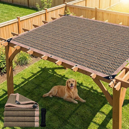 90% Sun Shade Cloth with Grommets, 6.5 x 10 FT Pergola Replacement Shade Cover Canopy Privacy Screen for Outdoor Patio Garden, Mocha