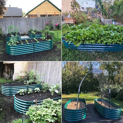 Galvanized Raised Garden Bed, 18" Tall Metal Raised Beds for Gardening | 8x3x1.5ft, Large Planters Boxes for Outdoor Plants Vegetables, Flowers, Herbs & Tomatoes, Above Ground Garden Beds Kit, Green