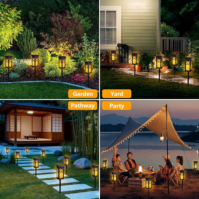 Solar Lights Outdoor, 10 Pack Solar Torch Light with Flickering Flame, Waterproof Garden Lights Outdoor Landscape Lighting, Flame Torches for Outside Patio Pathway Walkway Yard Lawn Decorations