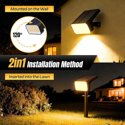 Solar Spot Lights Outdoor, [10 pack/118 LED] 4 Modes Auto On/Off Solar Landscape Spotlights, Ip67 Waterproof Solor Powered Pathway Lights for Outside Yard Garden Walkway Tree Patio (Warm White)