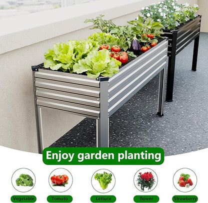 Vengarus 2PCS 48×18×30in Galvanized Raised Garden Bed Outdoor with Legs Set | 300 Lb Capacity, Galvanized Steel, Rust-Resistant, Elevated Planter Box for Outdoor Garden, Patio, Balcony, Backyard, SLiver
