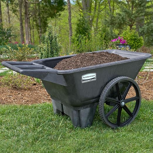 Rubbermaid Commercial Products 8.75 Cubic Foot, All-Weather, Big-Wheel Cart/Yard Cart/Lawn Cart/Wheelbarrow, Yardwork/Landscaping/DIY Projects, Durable/Weather Resistant, Black