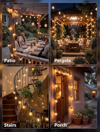 LED Outdoor String Lights, 50FT 25 G40 Bulbs Shatterproof Patio Lights | Waterproof, Dimmable, UL Certified, Plug-In, Connectable, Hanging Light for Backyard Porch Home Decor, Warm White