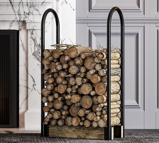 Fire Beauty Firewood Rack Log Holder,Log Storage Holder,Storage Rack,Firewood Stacker for Fireplace Indoor Outdoor(Adjustable)