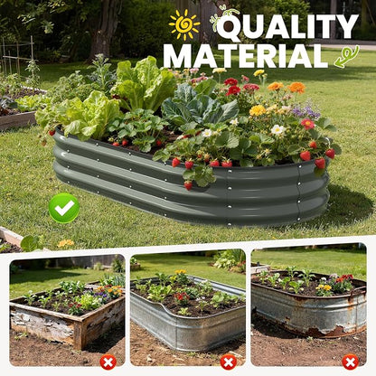Pattiumo Galvanized Raised Garden Bed 6x3x1 FT, Oval Metal Raised Garden Bed Outdoor Planter Box with Open Bottom, Rust-Resistant Steel Garden Bed for Vegetables Herbs Flowers, Easy Assembly