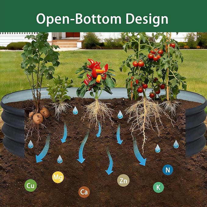 6×3×1 ft Gray Metal Galvanized Raised Garden Bed, Easy Assembly Outdoor Garden Planter for Gardening Fruit, Vegetables, Flowers & Herbs
