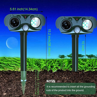 Ultrasonic Cat Repellent Outdoor Solars Animal Raccoon Repellent Ultrasonic Deterrent, 360° Protection for Your Home, Garden, and Farm - Weatherproof and Energy - Efficient