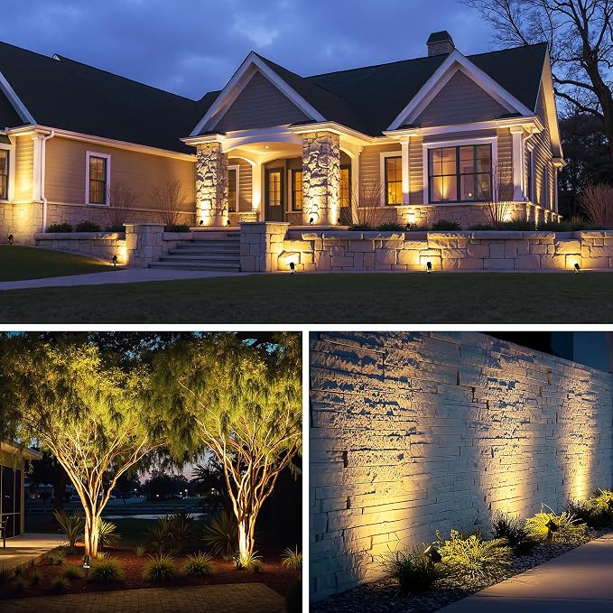All-in-One Outdoor Low Voltage Landscape Lighting Kit, LED Landscape Spot Lights with 60W Transformer and 65FT Wire, Waterproof Outside Spotlights for Yard, Garden, Tree, Pathway, House, 3000K, 8 Pack