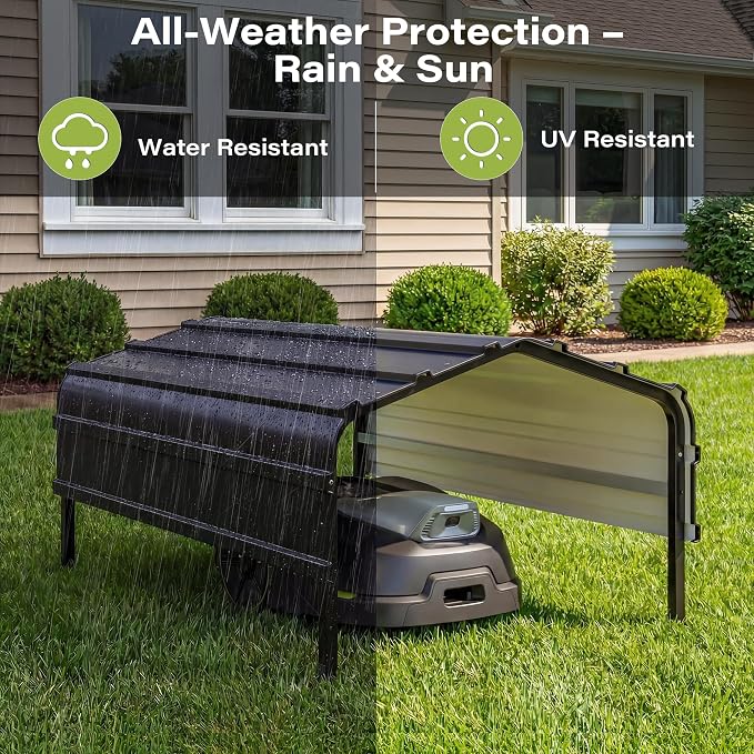 LAUSAINT HOME Robot Mower Garage, Outdoor Storage Shed with Rust-Resistant Metal Roof, All-Weather Protection for Lawn Mowers, Garden Tool Fits Most Standard Lawn Mowers