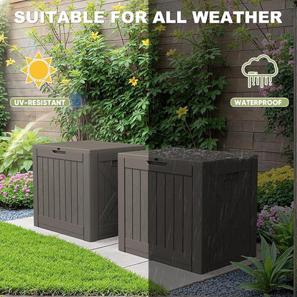 Greesum 40 Gallon Resin Deck Box, Outdoor Storage for Patio Furniture, Garden Tools, Pool Supplies, Weatherproof and UV Resistant, Lockable, Brown